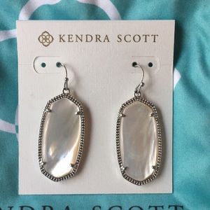 Kendra Scott silver and mother of pearl look dangle earrings